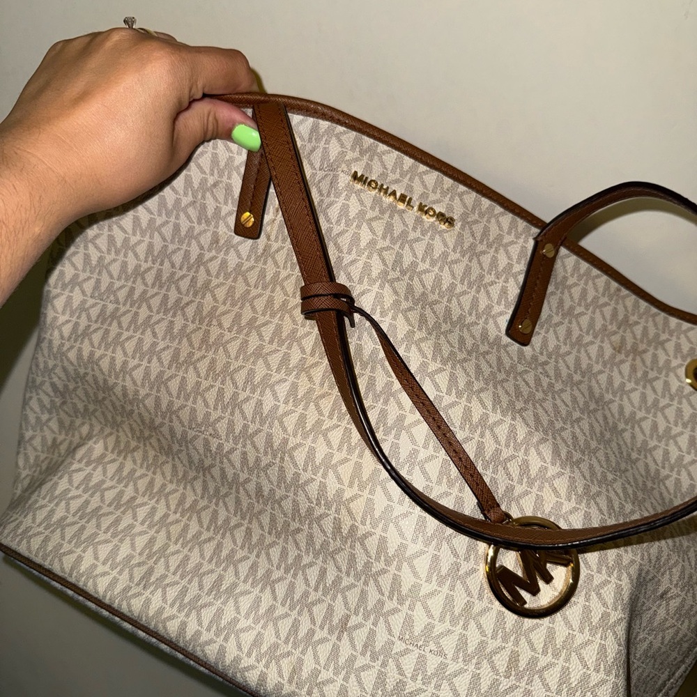 Michael Kors Tan and Cream Tote Bag